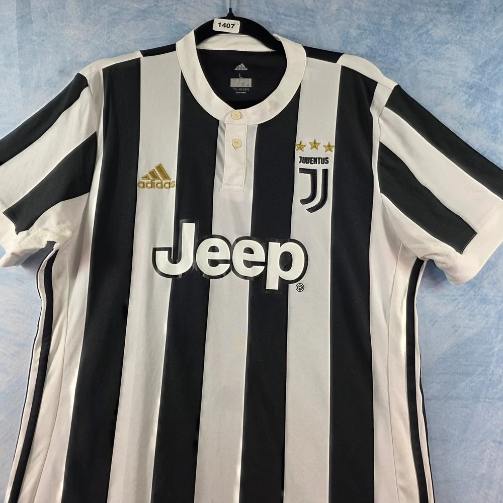 Adidas Juventus 2018-19 Home Jersey Mens Large Black White Striped Jeep Soccer - Picture 3 of 12
